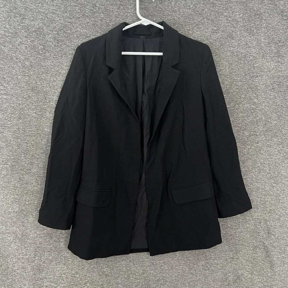 AllSaints Aleida Blazer Womens 8 Black Longline Open Front Lined Work Jacket‎
